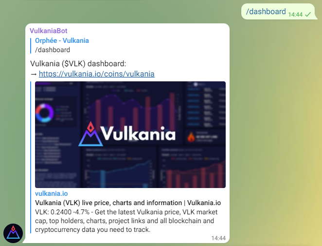 Prepare Telegram /dashboard Command